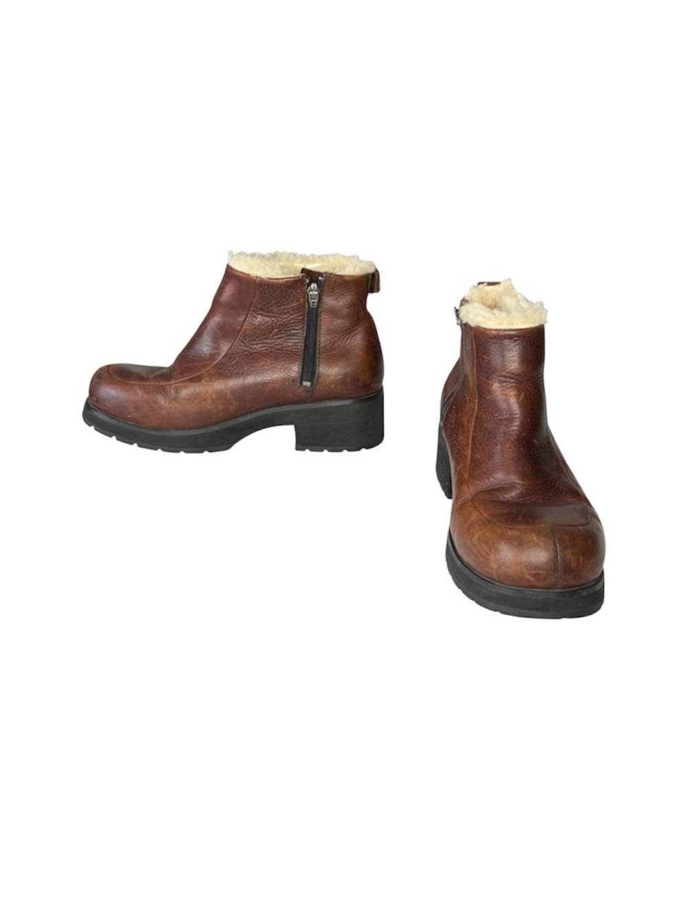 UGG Vintage Brooklyn Brown Leather Waterproof Ankle Boots Sheepskin Lining Sz 9